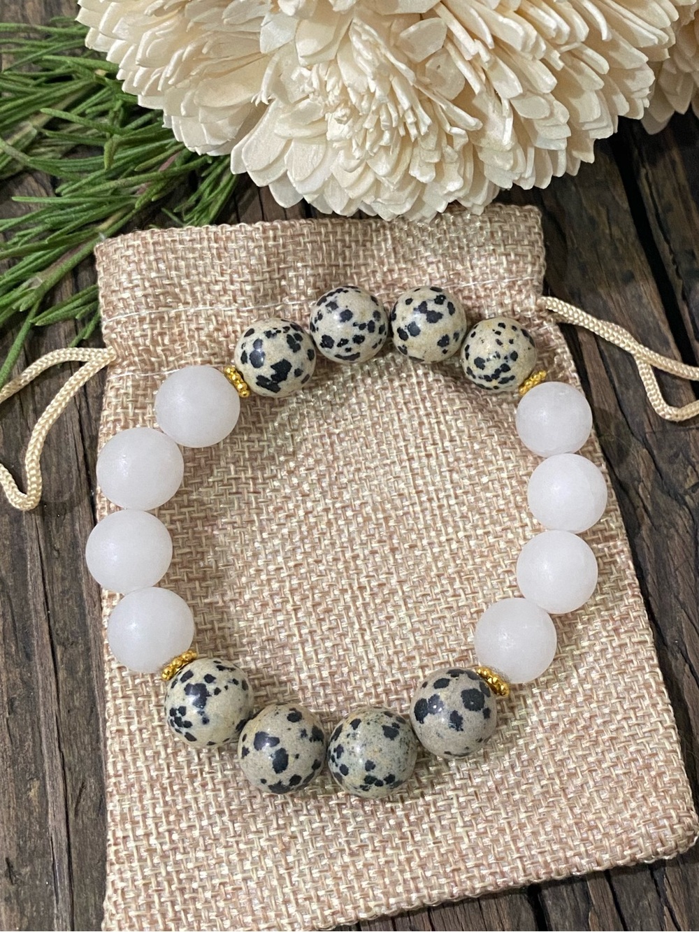 Quartz & Jasper Beaded Stretch Bracelet